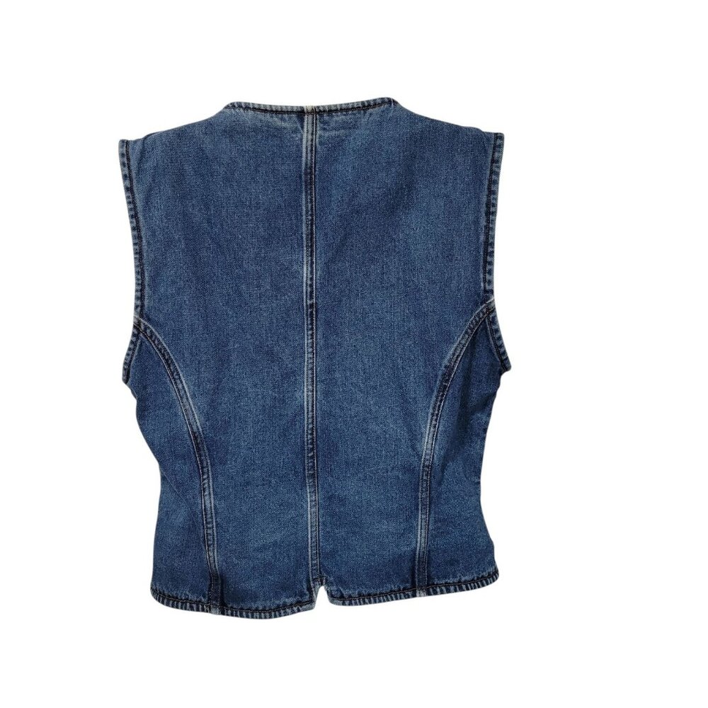 Poetic License Women's Vintage Denim Vest Size L Embellished Button Southwestern - Picture 4 of 15